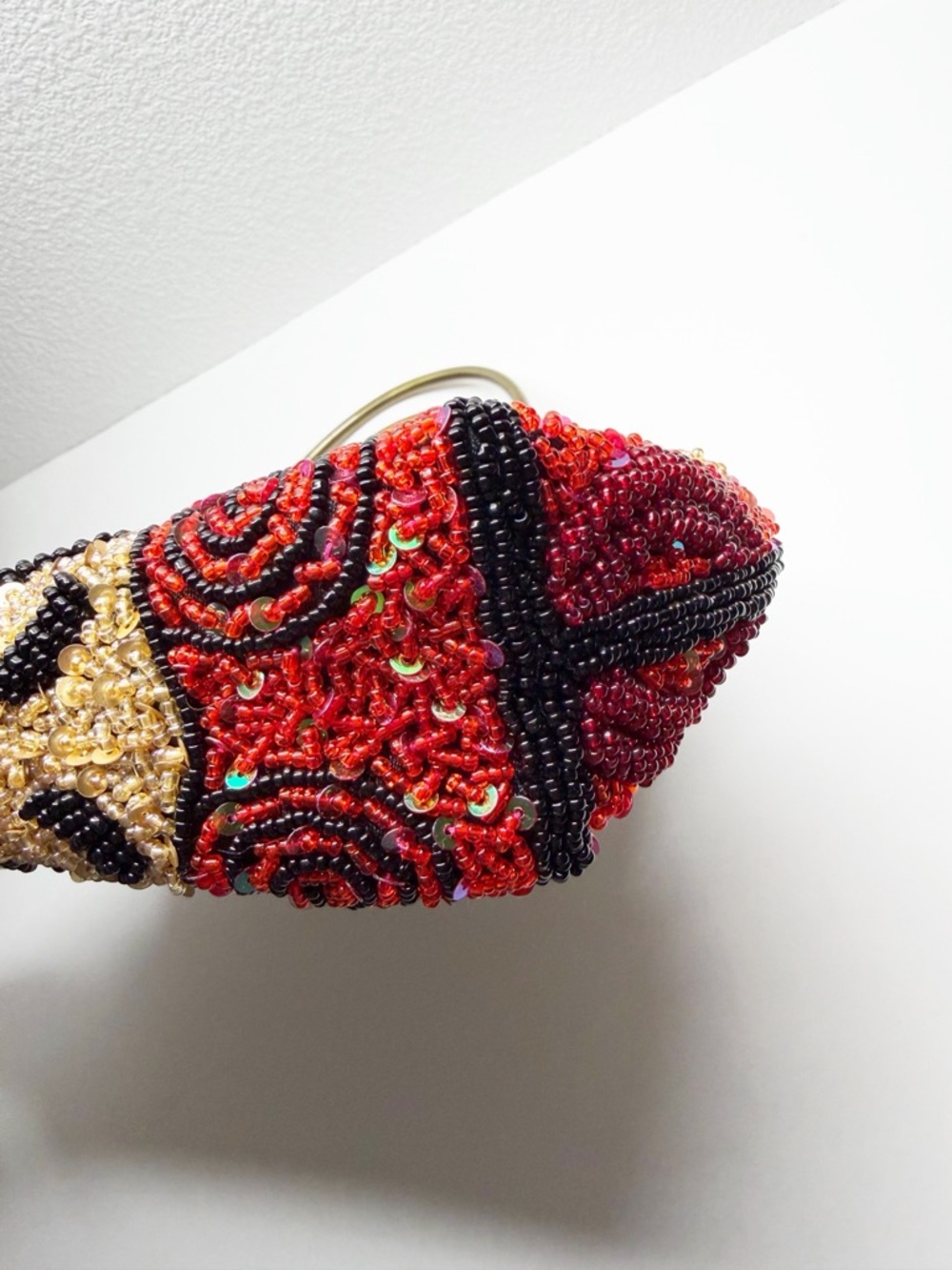 Vintage Chicos Beaded Brass Handle Chain Strap Convertible Crossbody Purse - Picture 10 of 15